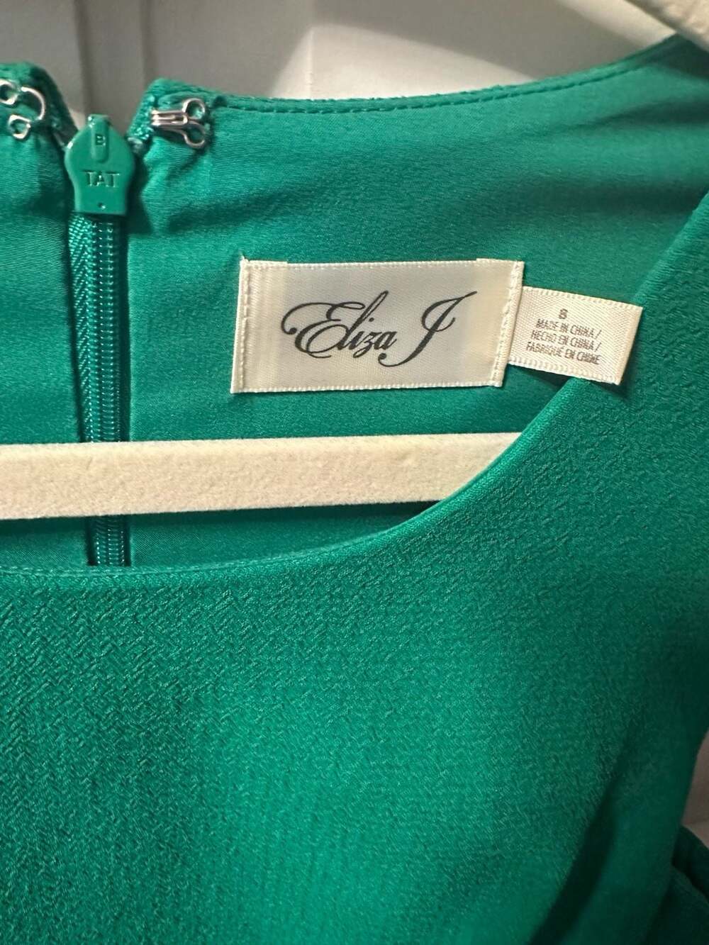 Eliza J Emerald Green Sleeveless Crepe Drop Waist Pleated Mini Dress Size 8 NEW - Picture 3 of 5